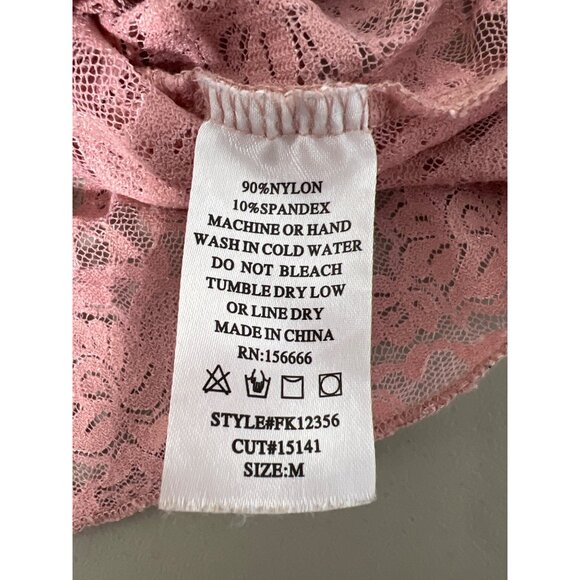 Wild Love Lace Top Size Medium Babydoll Short Sleeve Tie V Neck Floral Short - Picture 5 of 6